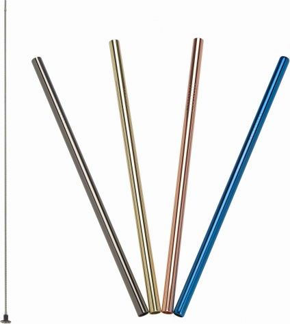 Lurch Stalowe słomki do napojów Lurch, 4 szt., kolorowe, 21,5 cm
