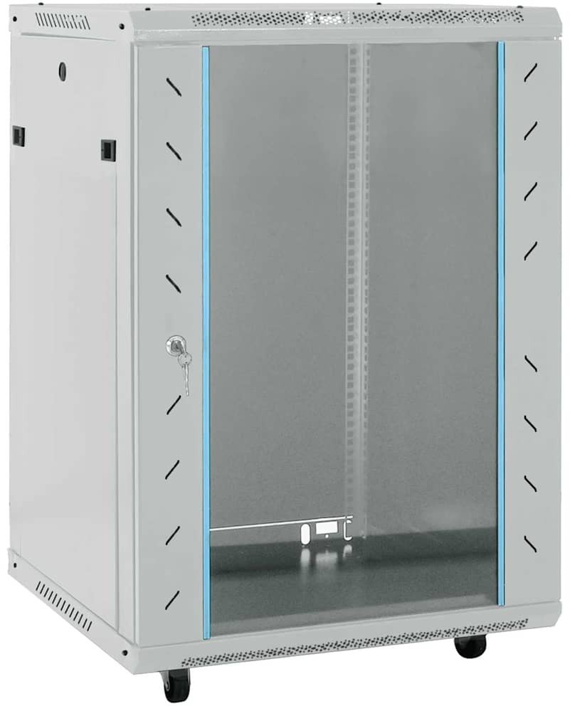 vidaXL Szafa sieciowa z przechowywaniem Szary 60 x 60 x 80 cm Stal