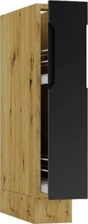 Stolkar Szafka kuchenna stojąca CARGO ISABEL D15 czarny mat/dąb artisan z koszem STOLKAR