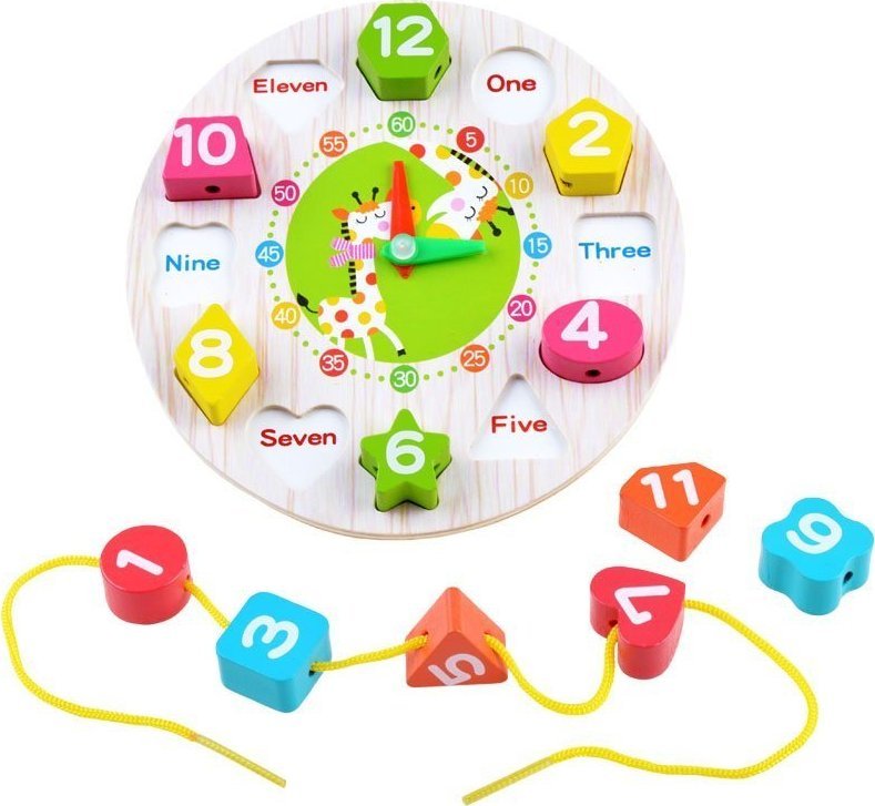 Jokomisiada Drewniany edukacyjny Zegar z sorterem ZA3608