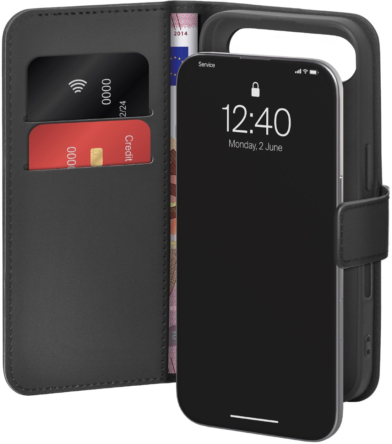 Puro Etui Wallet Stand na iPhone 17 Air z klapką portfelem i funkcją podstawki - czarne