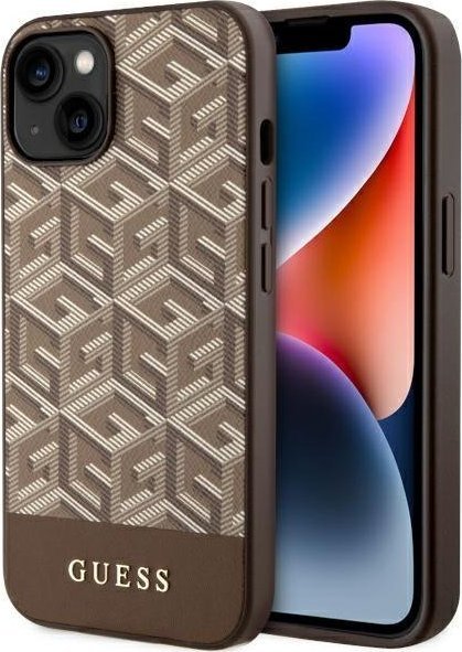 Guess GCube Stripes MagSafe - Etui iPhone 14 (Brązowy)