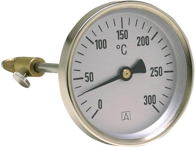 Termometr bimetaliczny do pomiaru temperatury spalin RT 80, fi80 mm, L 150 mm, 0÷300°C, ax, kl. 2
