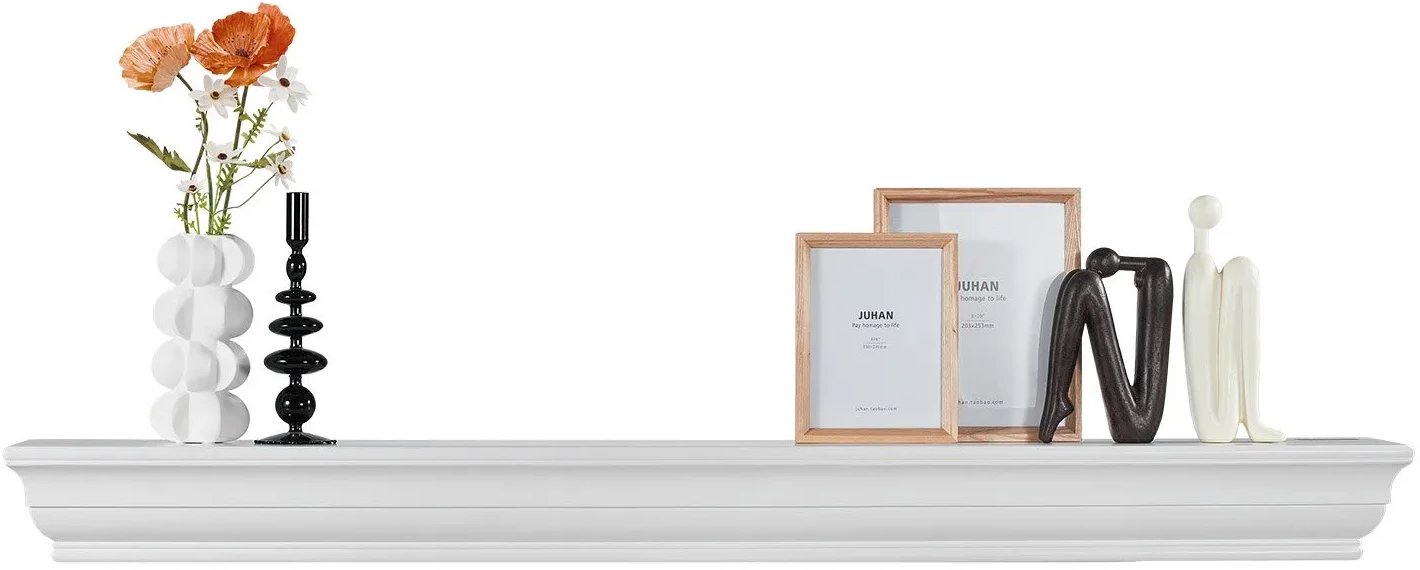 Półka na Kominek 182 cm Drewniana Sosnowa Wisząca do Salonu Biała