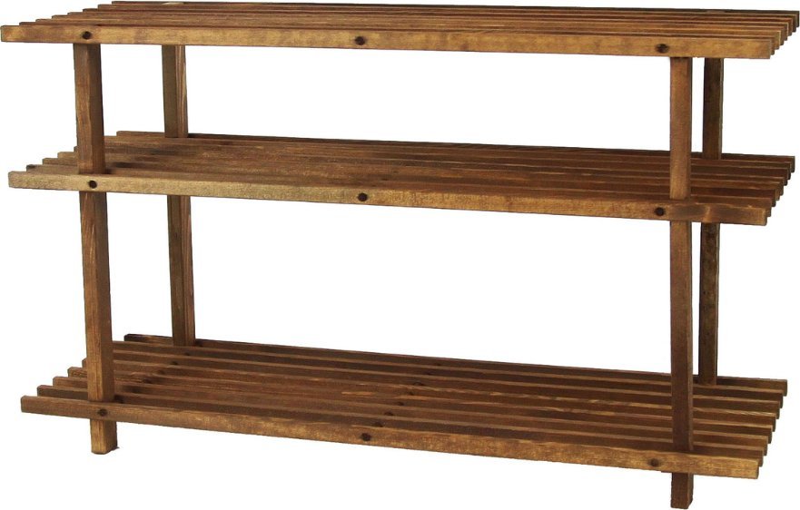 Drewniany Stojak na Buty Regał Szafka Szafa 3 półki RBO3 Brązowy Drewno Sosnowe