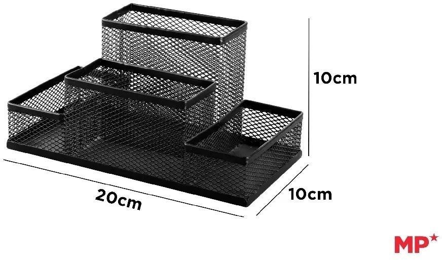 Organizer na biurko siatkowy metalowy czarny
