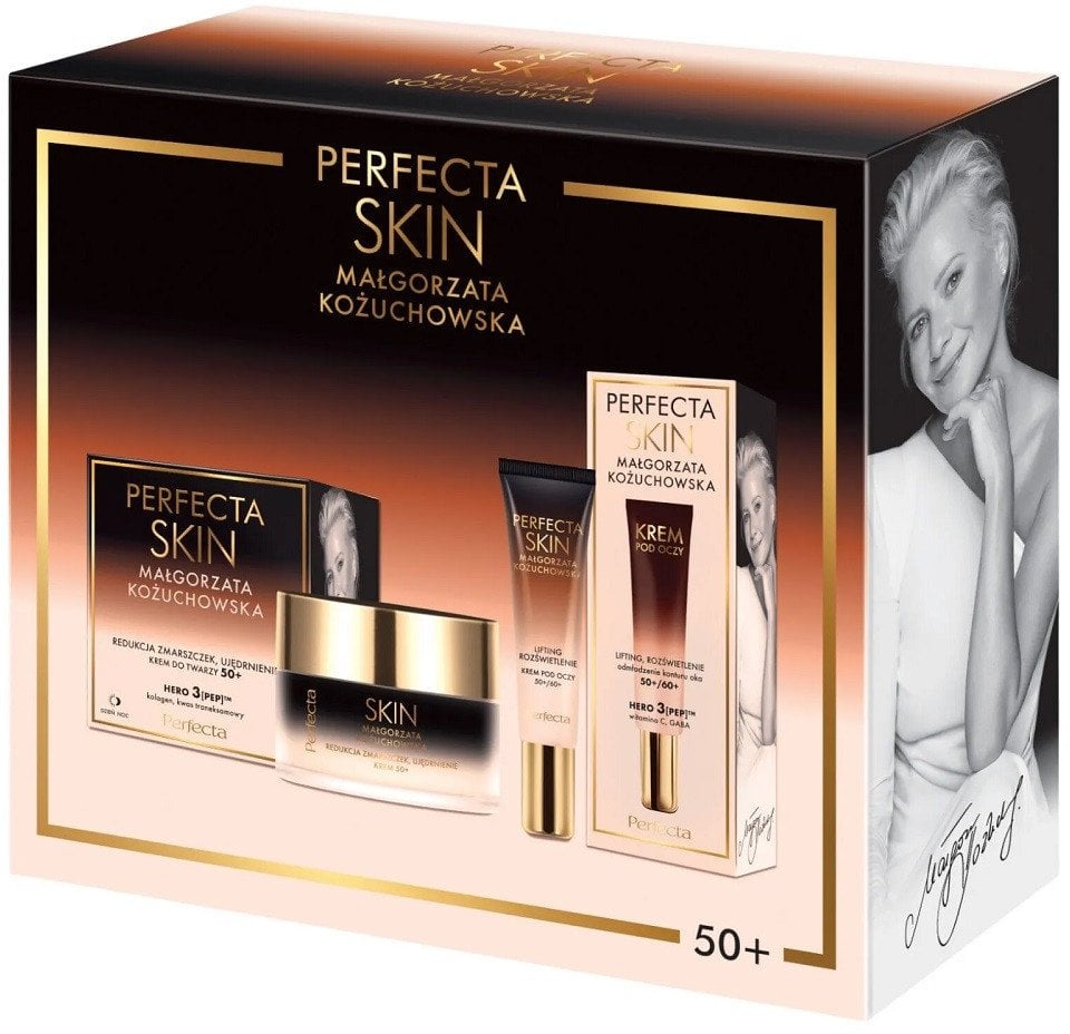 Perfecta Skin Małgorzata Kożuchowska 50+ zestaw ujędrniający krem na dzień i na noc 50ml + liftingująco-rozświetlający krem pod