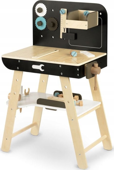 Tooky Toy Drewniany warsztat dla chłopca Stół do majsterkowania + akcesoria