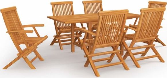 vidaXL 7-częściowy zestaw mebli ogrodowych, lite drewno tekowe