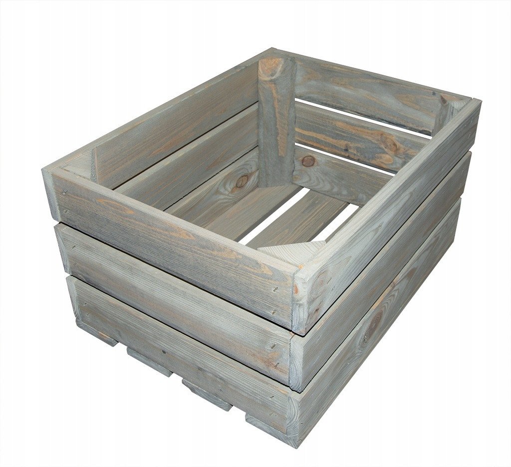 Skrzynka drewniana szara dekoracyjna 40x30x21 cm