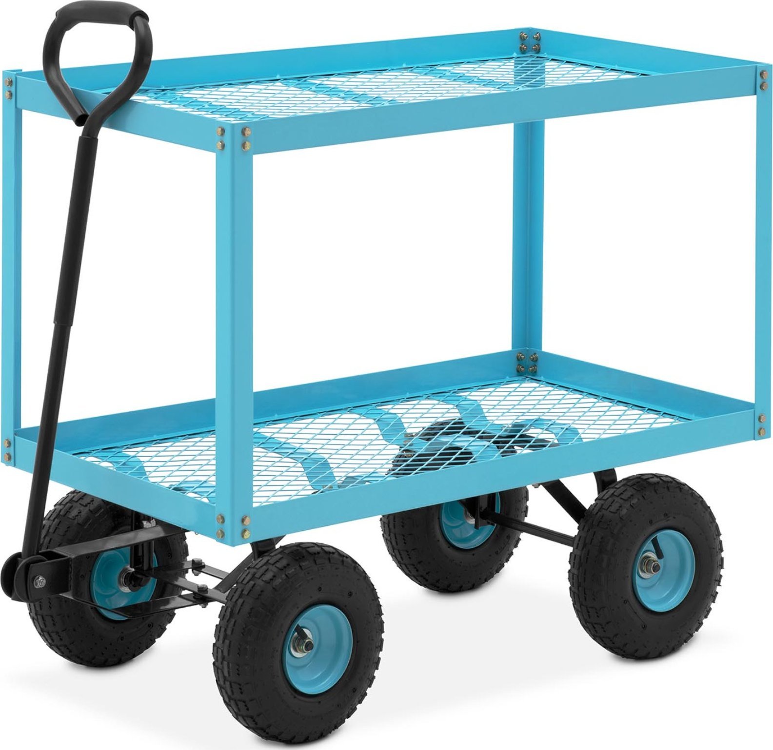 Hillvert Wózek ogrodowy transportowy 2 poziomy z siatki do 150 kg Wózek ogrodowy transportowy 2 poziomy z siatki do 150 kg