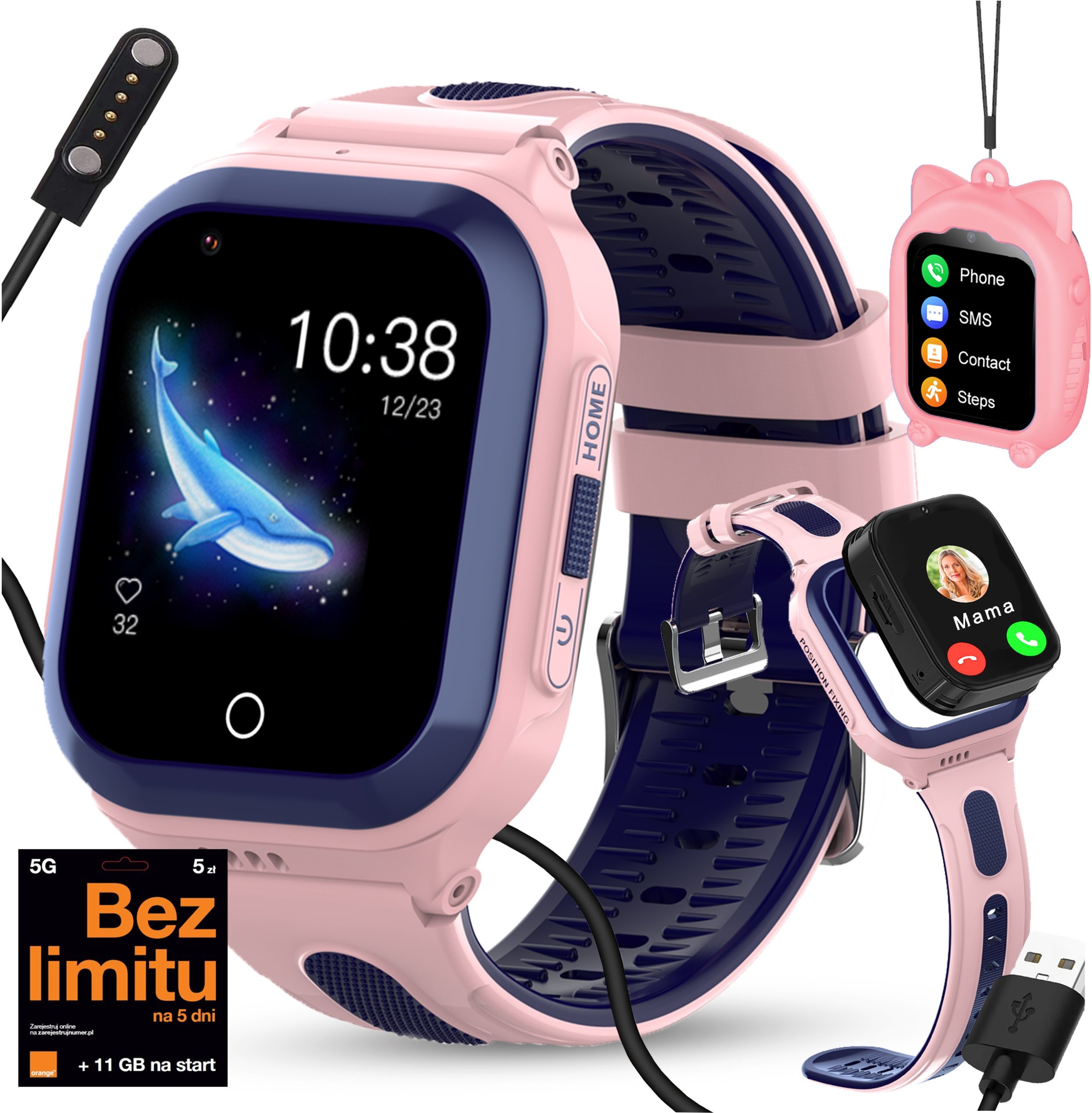 SMARTWATCH ZEGAREK TELEFON DLA DZIECI GPS 4G SMS Z GRAMI ROZMOWY