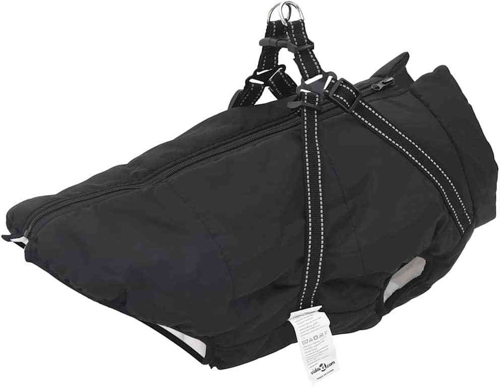 vidaXL Kurtka dla Psa z uprzężą Czarny 5XL Runo i poliester