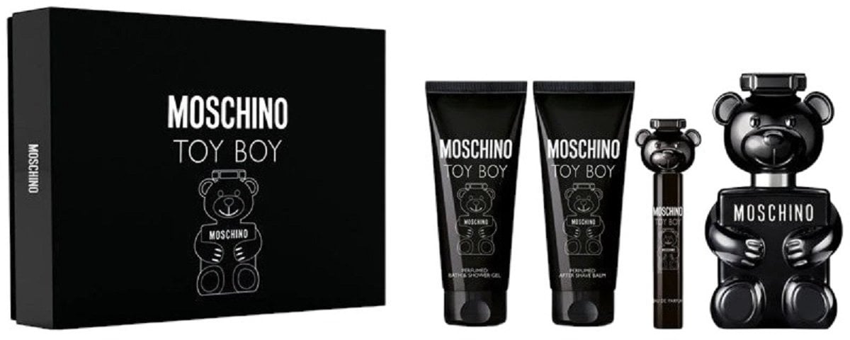 Moschino Toy Boy zestaw dla mężczyzn (EDP, 100 ml + żel pod prysznic, 100 ml + balsam do ciała, 100 ml + EDP, 10 ml)