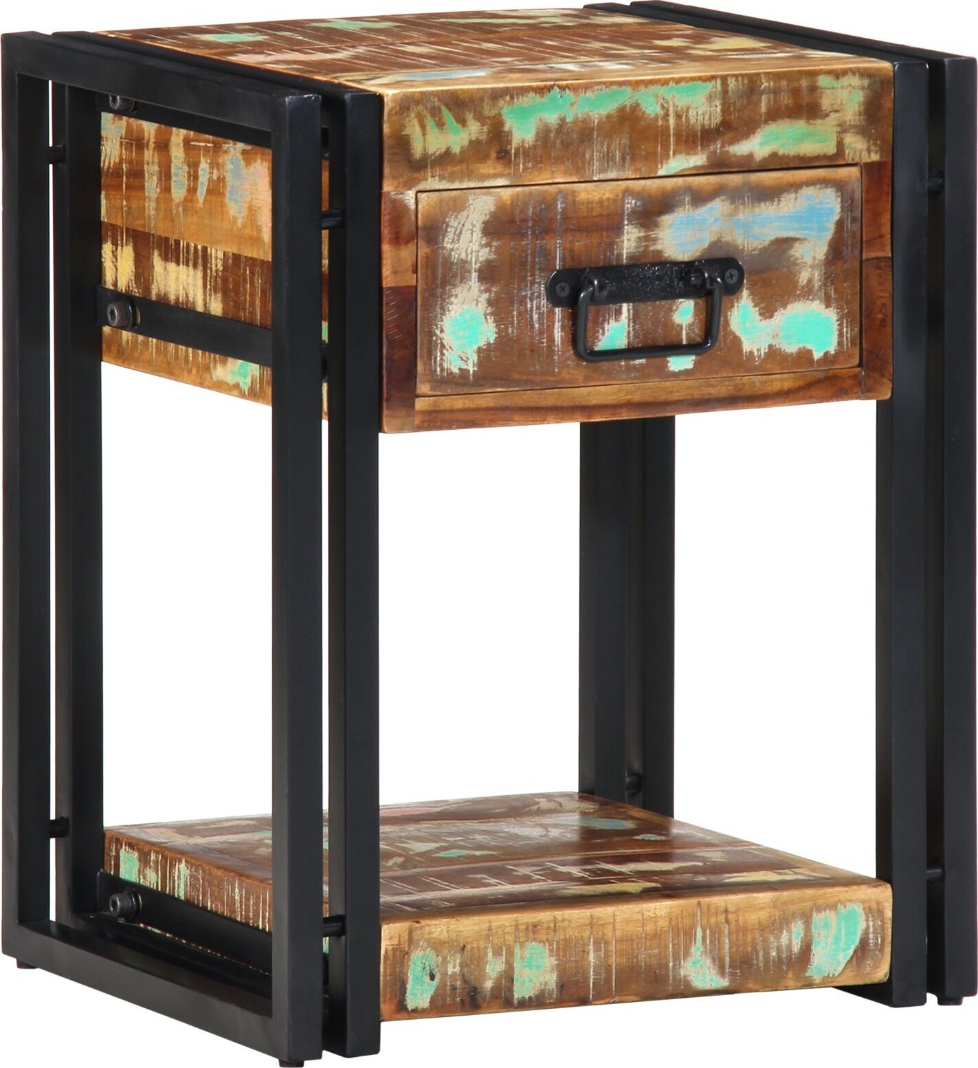 vidaXL Szafka nocna Wielokolorowa Lite drewno z odzysku, Żelazo