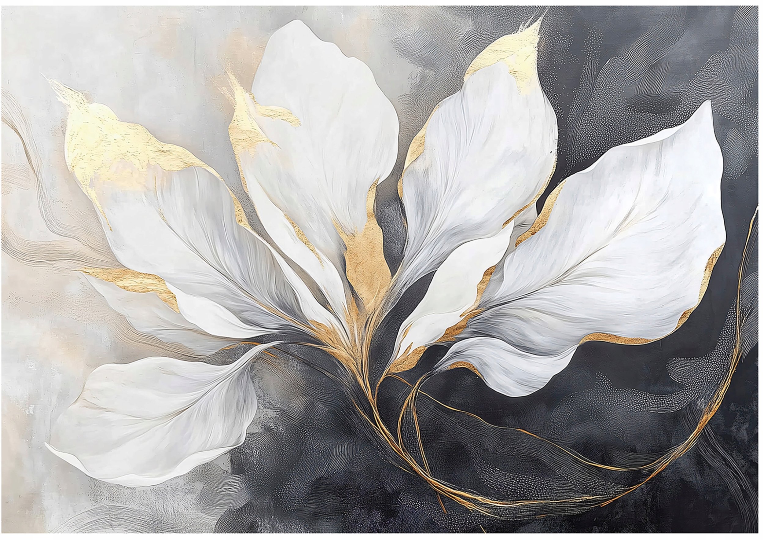 Fototapeta Liście Beton Złoty Loft Sypialnia Salon Tapeta Flizelina 250X175