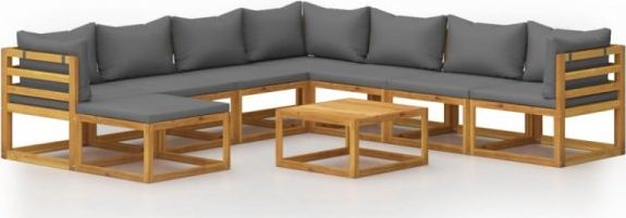 vidaXL 9-cz. zestaw wypoczynkowy do ogrodu, poduszki, drewno akacjowe