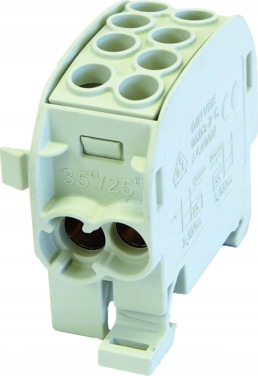 Simet Blok rozdzielczy 1-potencjałowy łączony 125A 2x4-35mm2, 2x2,5-25mm2 szary SCB 35-Cu 81504002