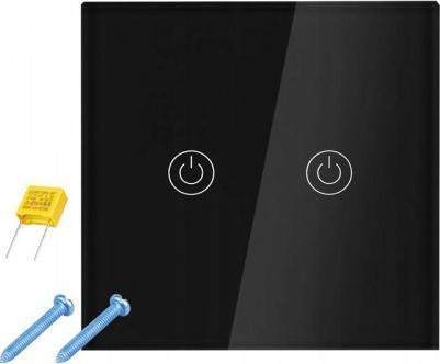 Lamex Włącznik światła dotykowy podwójny czarny