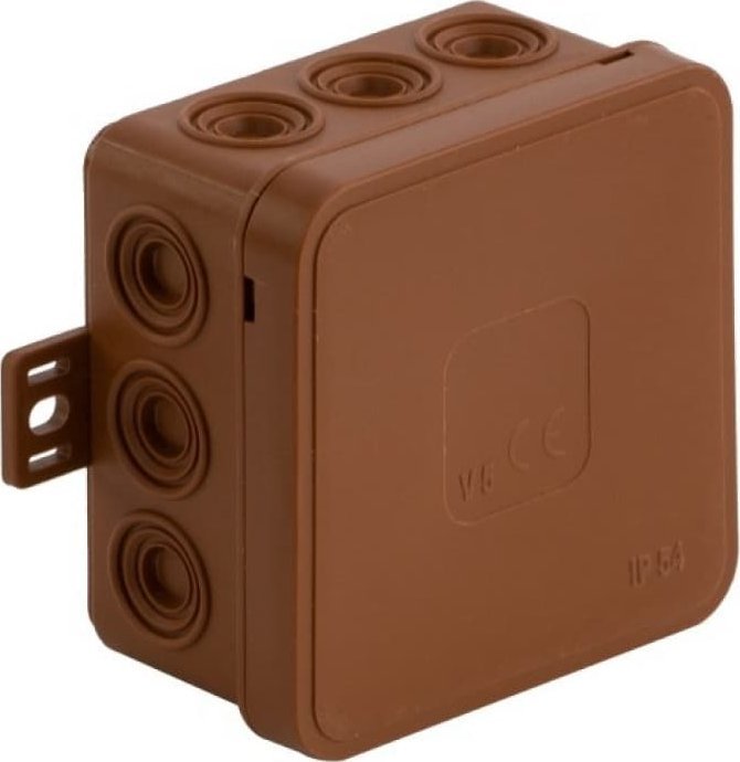 ViPlast Puszka natynkowa pusta 12 wlotów V6 klik BRĄZOWA IP54 85x85x41mm 036-02