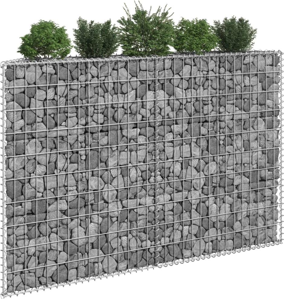 vidaXL Podniesiona rabata gabionowa, trapezowa, stal, 150x20x100 cm
