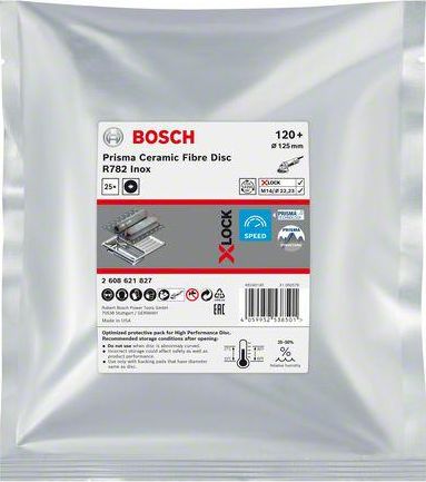 Bosch BOSCH FIBRA KRĄŻEK X-LOCK INOX 125 gr.120 R782 /25szt. B2608621827