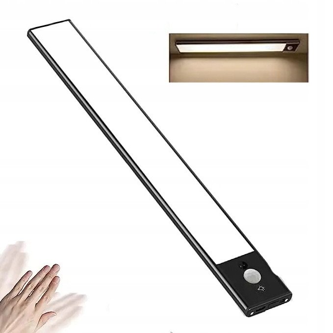 LAMPKA LED Podszafkowa z CZUJKĄ RUCHU Ładowana USB na MAGNESY 6500K 6W 40cm