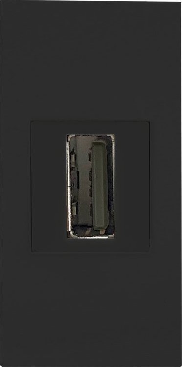 Orno NOEN USB data, gniazdo modułowe 22,5x45mm USB data 2.0, przelotka, czarne