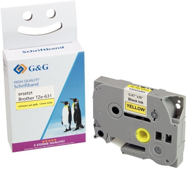 G&G Taśma 12mm x 8m sw-gb Kompatybilna z Brother TZe-631