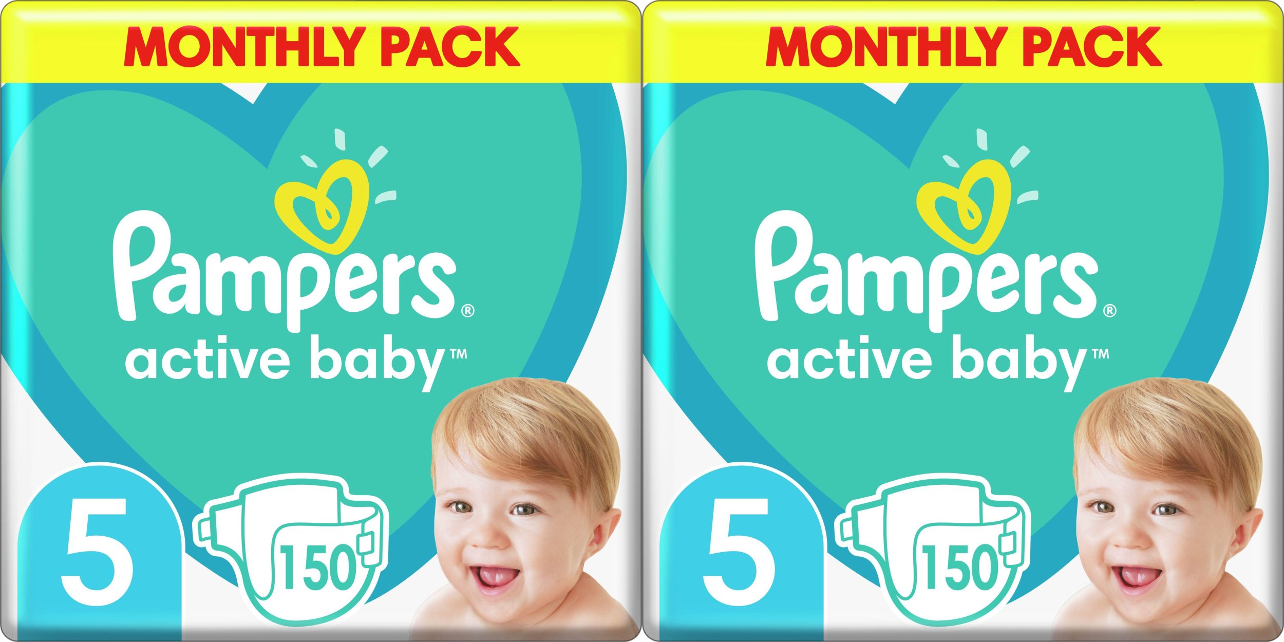 Pampers Pieluchy Active Baby 5, 11-16 kg, 150 szt. x2