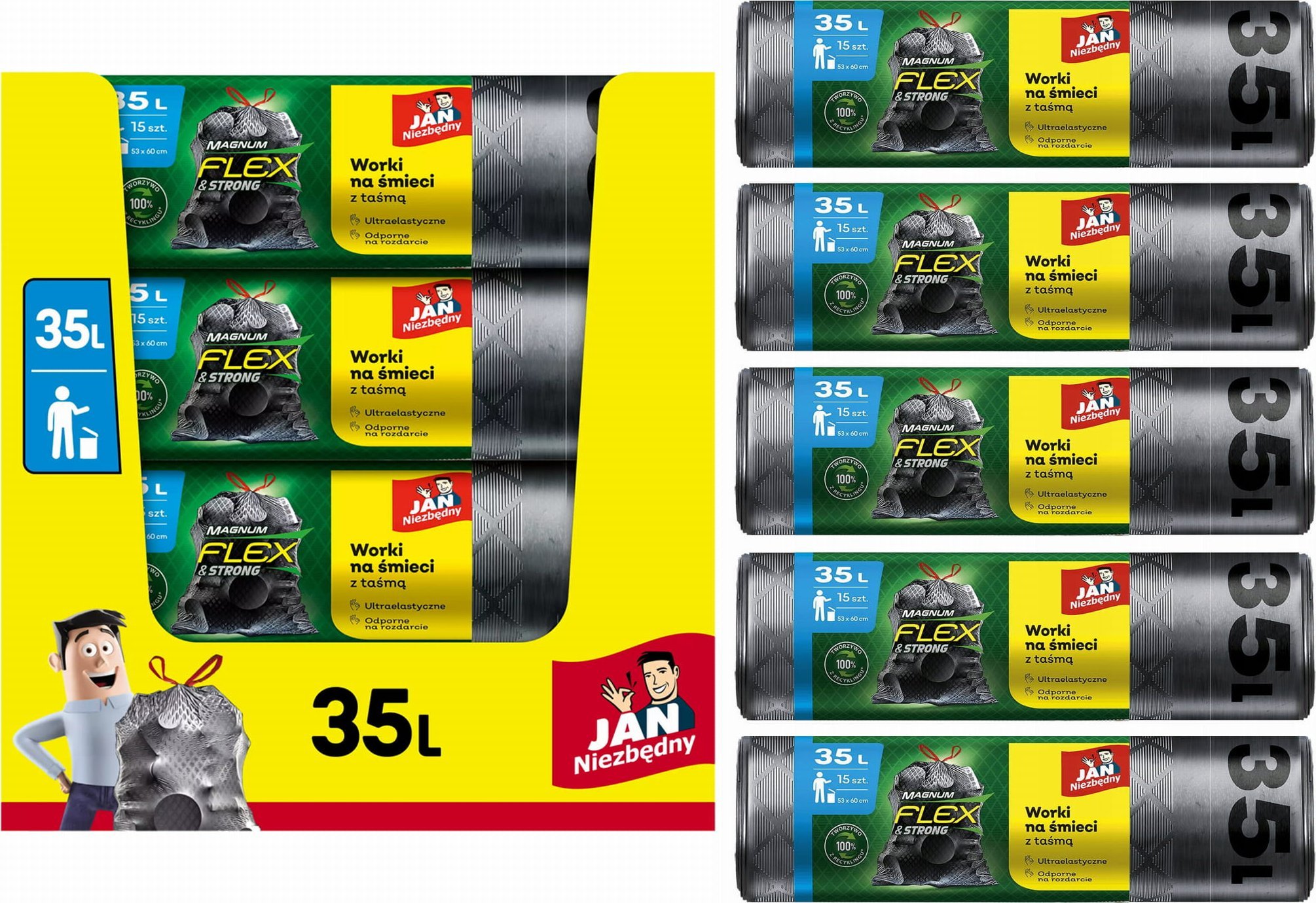 JAN Niezbędny Worki na odpady domowe 35L 75szt. (7982)