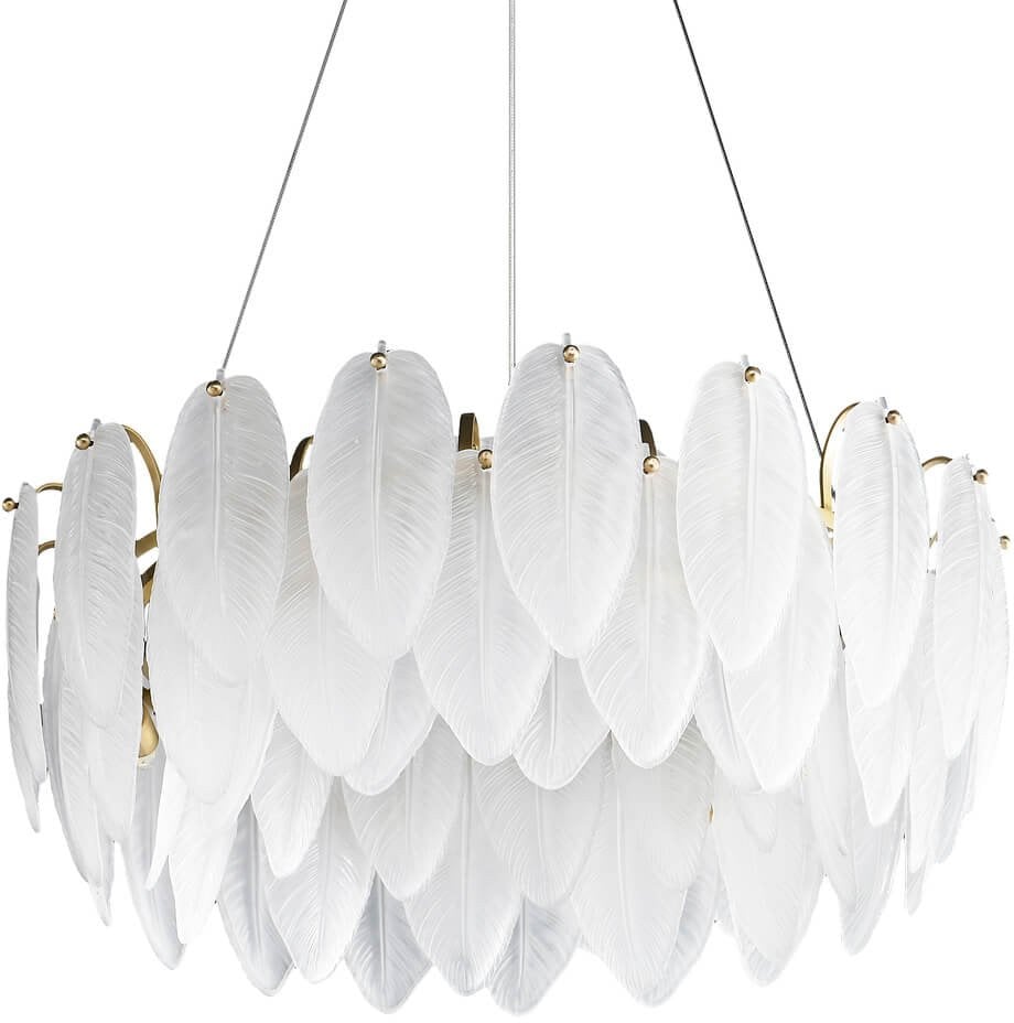 Lampa wisząca glamour PIUMA ST-6289-6 Step do jadalni biała mosiądz