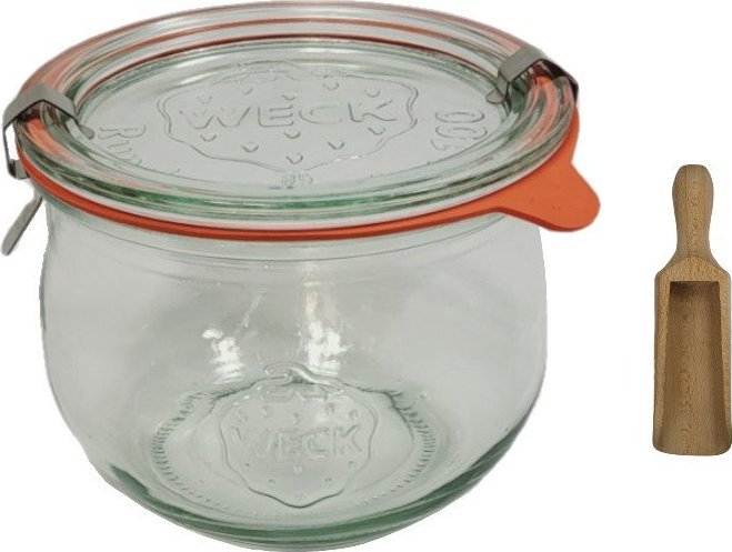 Wamar-Sosenka Zestaw Słoików WECK Pojemność 370 ml średnica 80mm 12 sztuk + Szklane wieka, zapinki, gumki, miarka