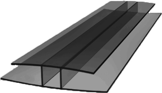 H-profil łączący 6000mm poliwęglan dymny (szary) 10mm