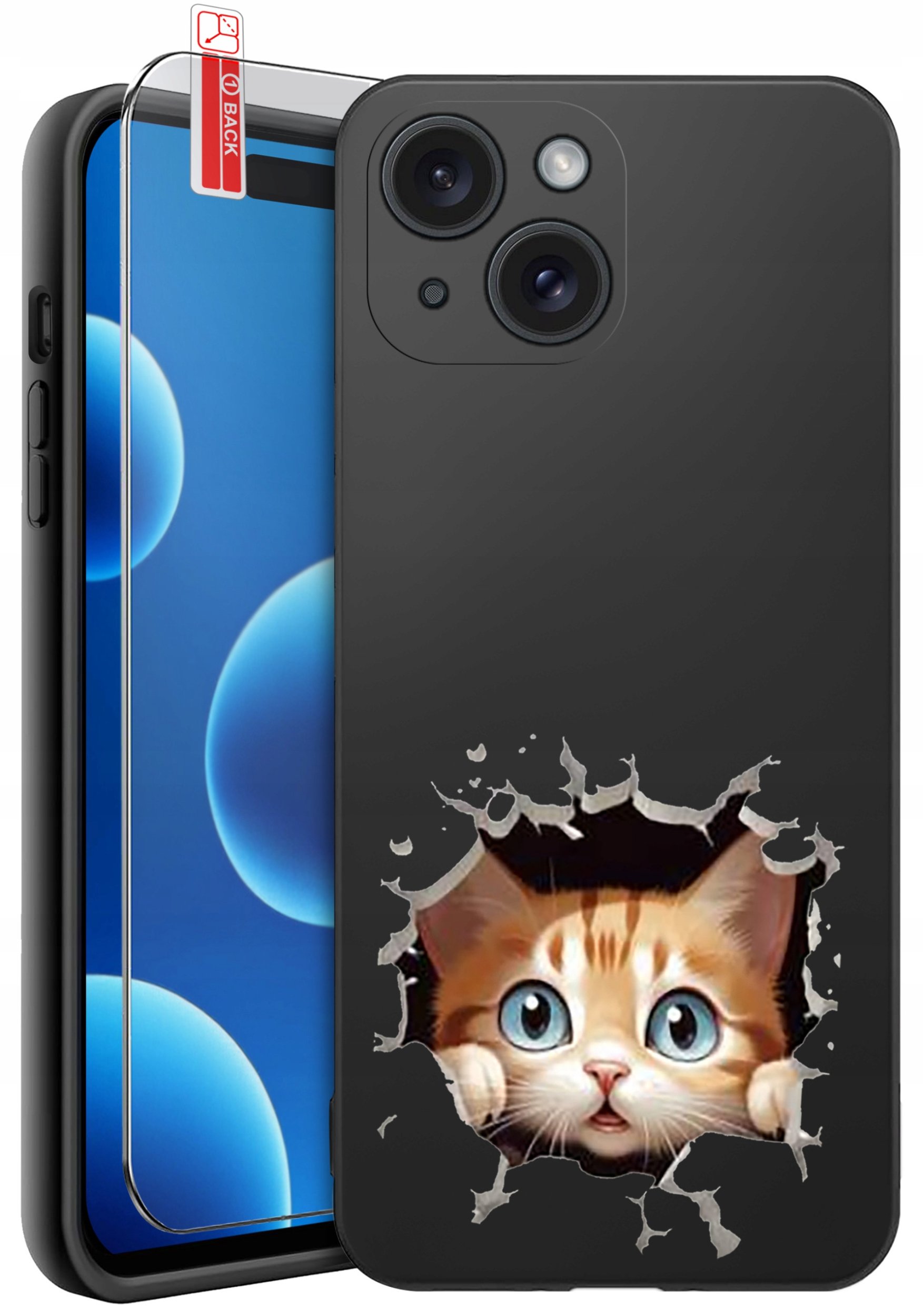 ETUI do iPhone 15 | WZORY | SILIKONOWE MATT CASE + SZKŁO 9H