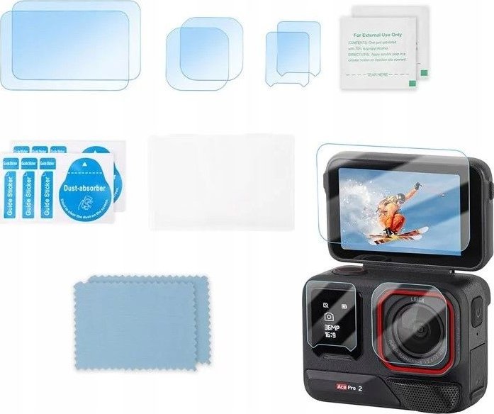 Zestaw Osłon 6x Osłona na Obiektyw + 2x Ekran LCD Kamera Insta360 ACE PRO 2 / BHM917