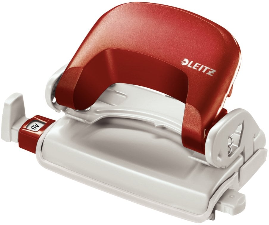 Leitz Hole Punch 5058 NeXXt, 2-hole 10 sheets, 10 sheets, Red, Metal, 1 mm, 5.5 mm, 160 g