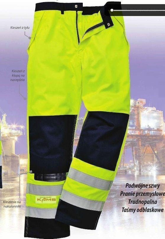 Portwest FR62 - Trudnopalne i ostrzegawcze spodnie robocze do pasa Multi-Norm XL