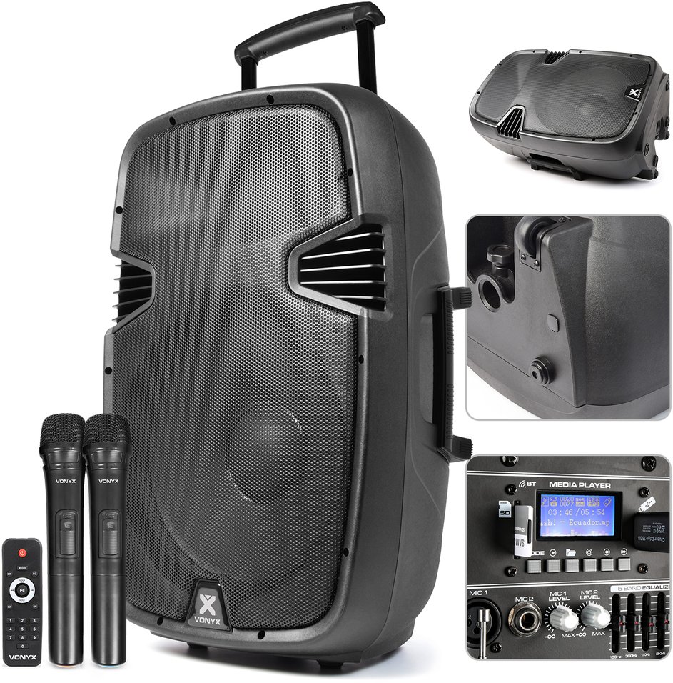 Kolumna mobilna z mikrofonami UHF Vonyx SPJ-PA915 one size