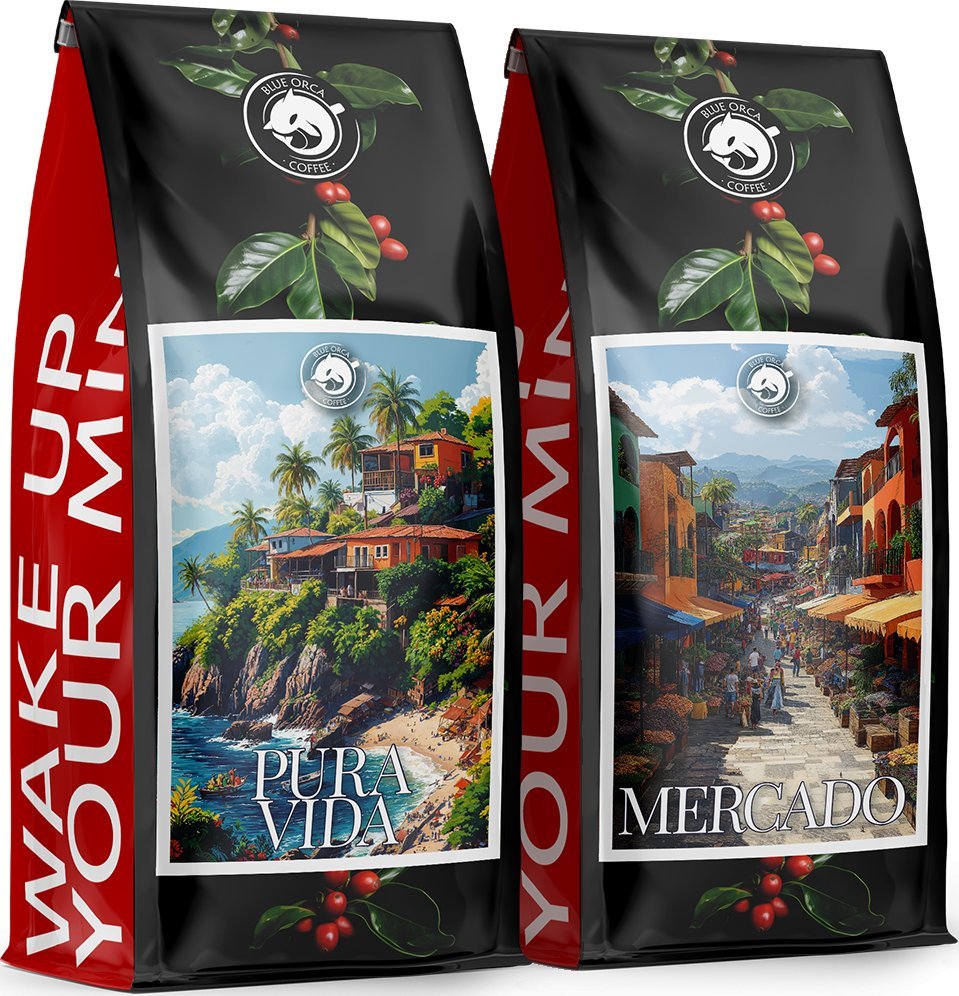 Kawa ziarnista Blue Orca Coffee Kawa ziarnista 2x1kg - PURA VIDA+MERCADO - 100% Arabica ŚWIEŻO PALONA