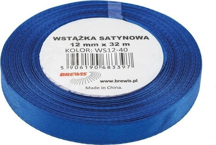 Wstążka satynowa ciemna niebieska 12mmx32m