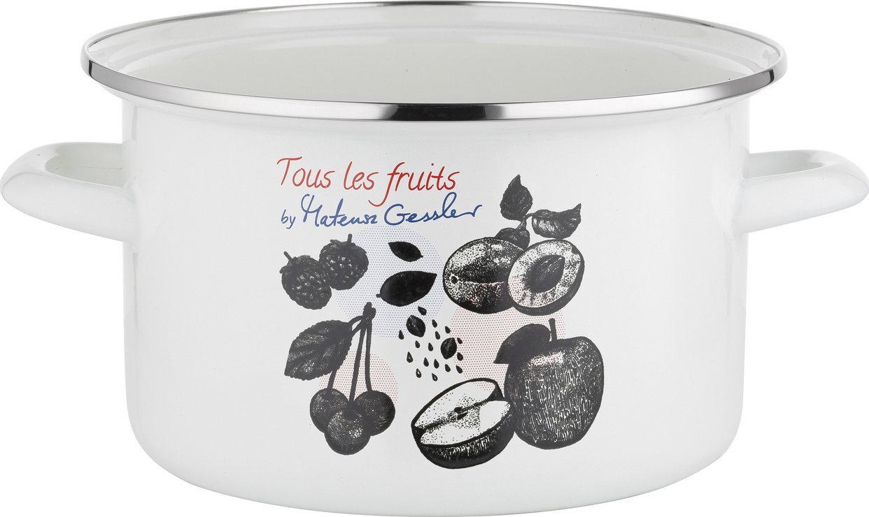 Emalia Pleszew Garnek emaliowany Emalia Polska Pleszew Fruits by Mateusz Gessler 20 cm 3,75 l