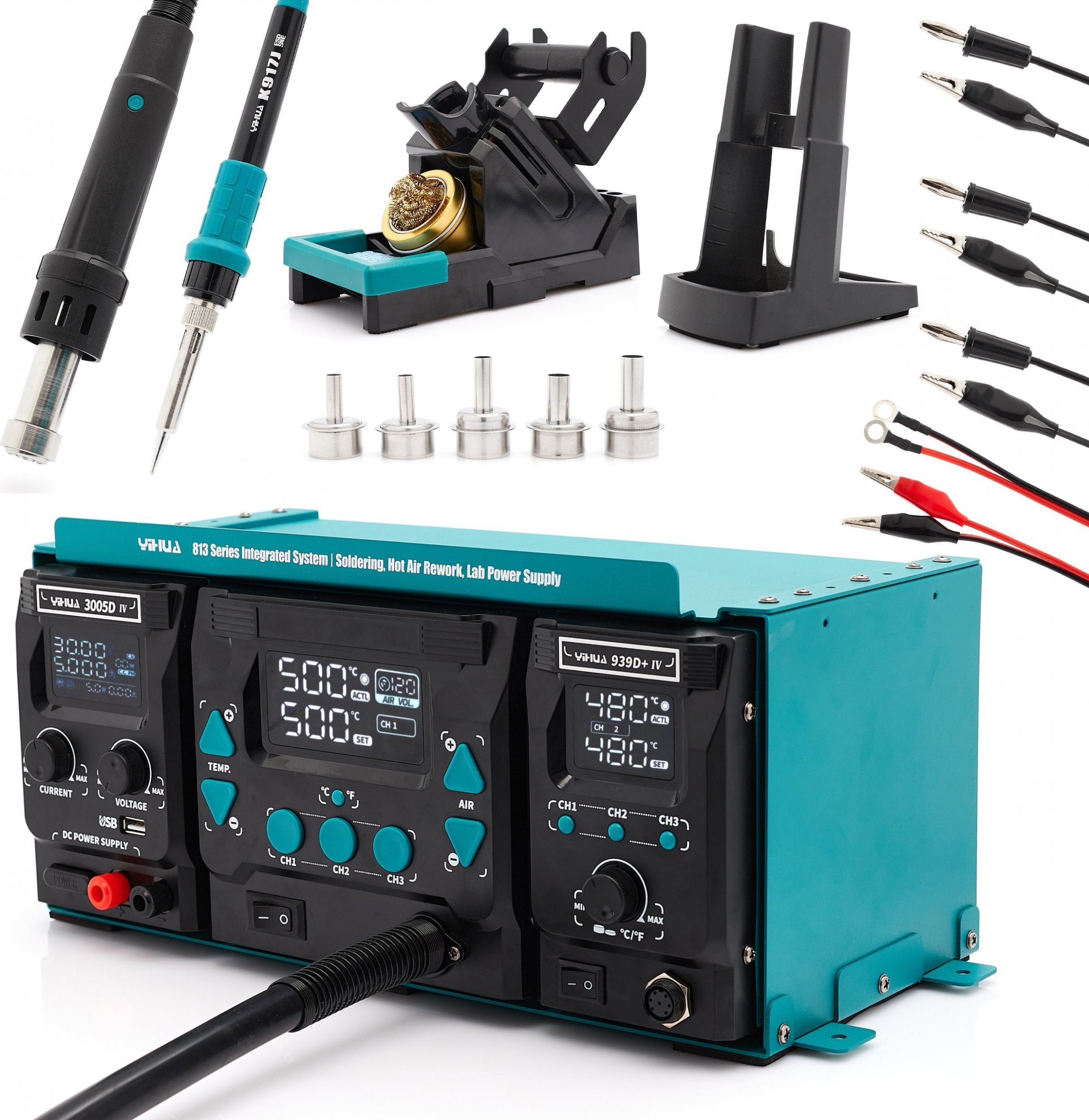 Techrebal PROFESJONALNY ZESTAW STACJA HOT-AIR ZASILACZ 3W1