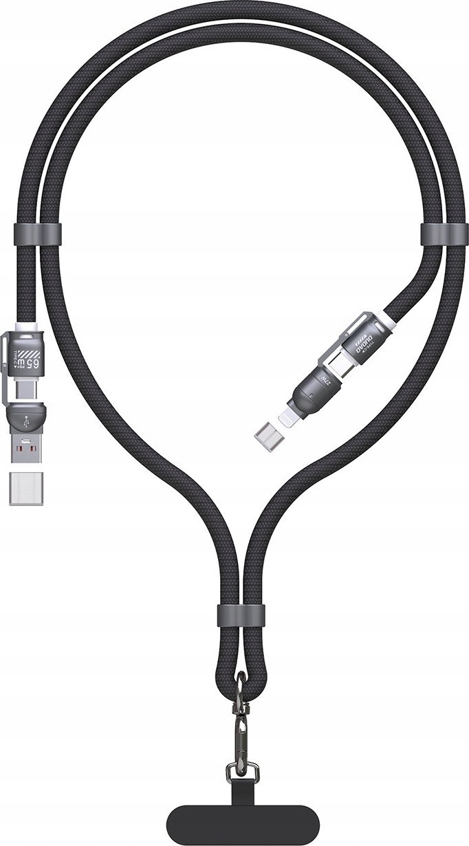 Kabel USB Dudao USB-A - USB-C + microUSB + Lightning 1.5 m Czarny (6976625334438)