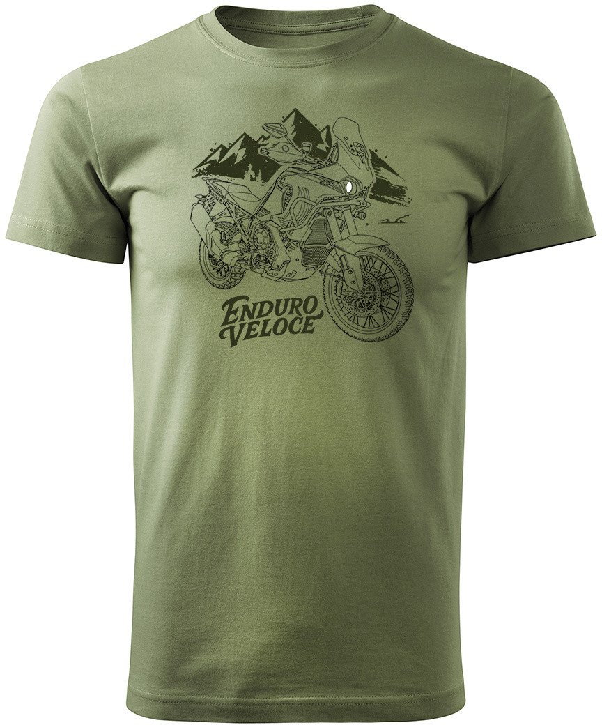 Koszulka motocyklowa z motocyklem na motor MV Agusta Enduro Veloce biała khaki L