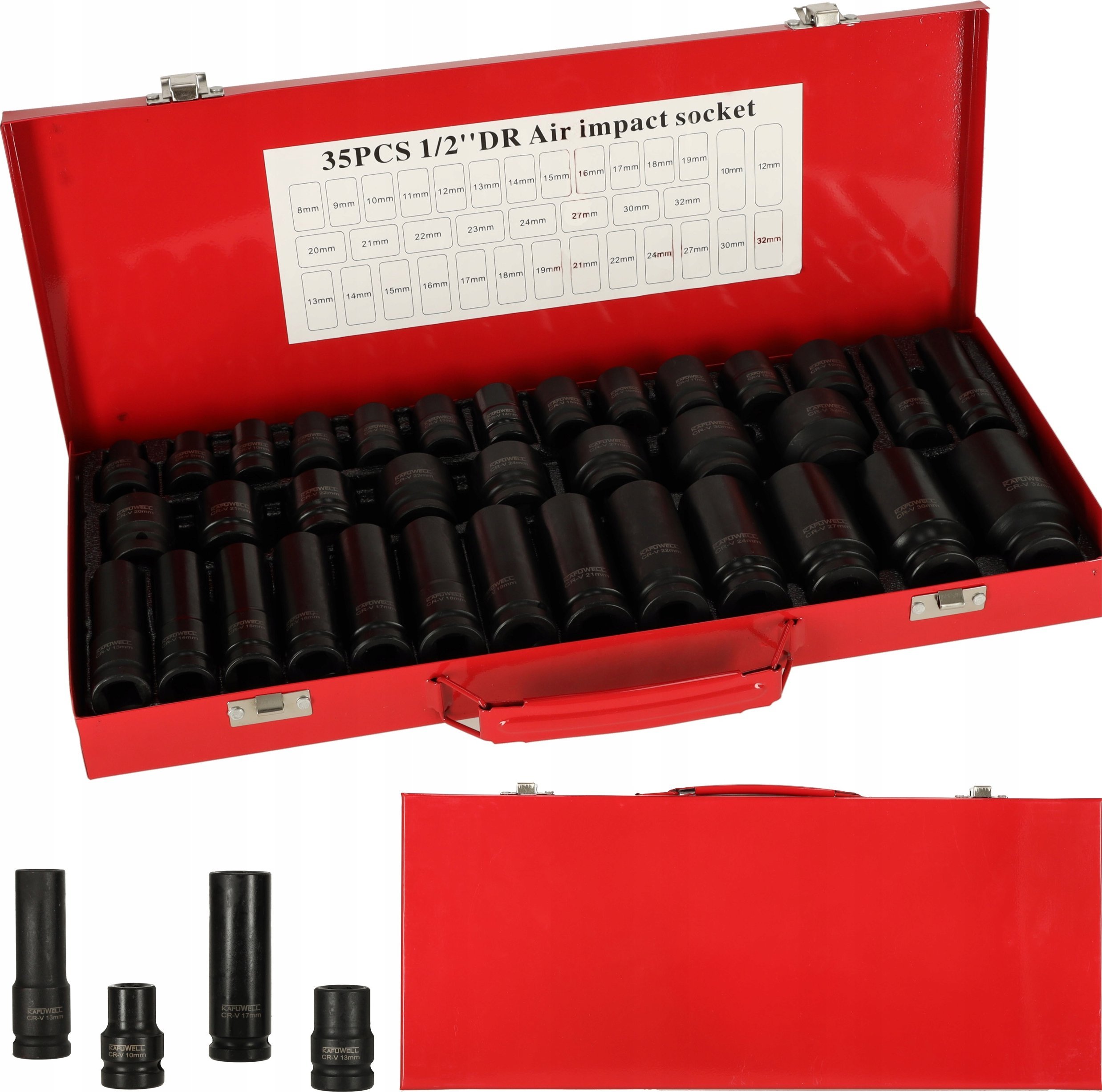 Nasadki udarowe 1/2'' 8-32 mm zestaw 35el.