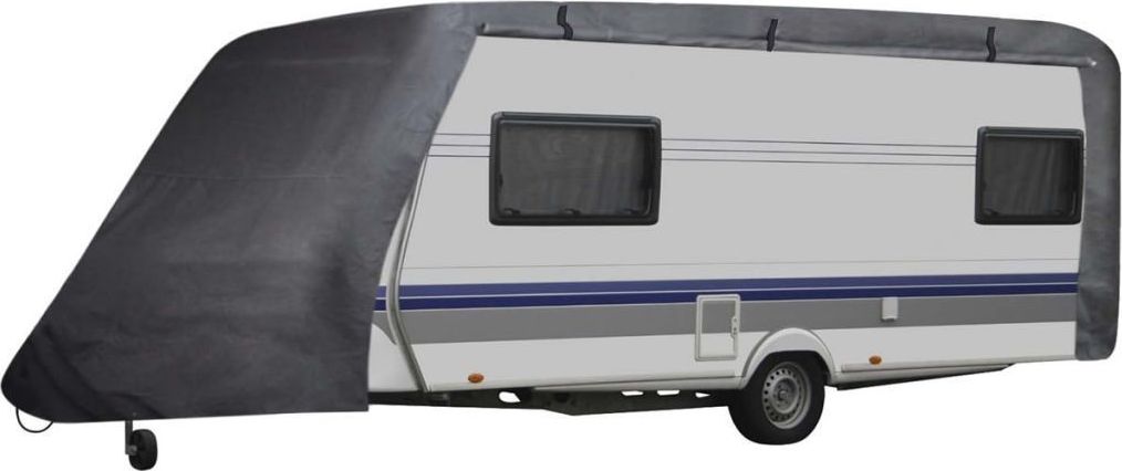 vidaXL Pokrowiec na przyczepę kempingową, szary, S