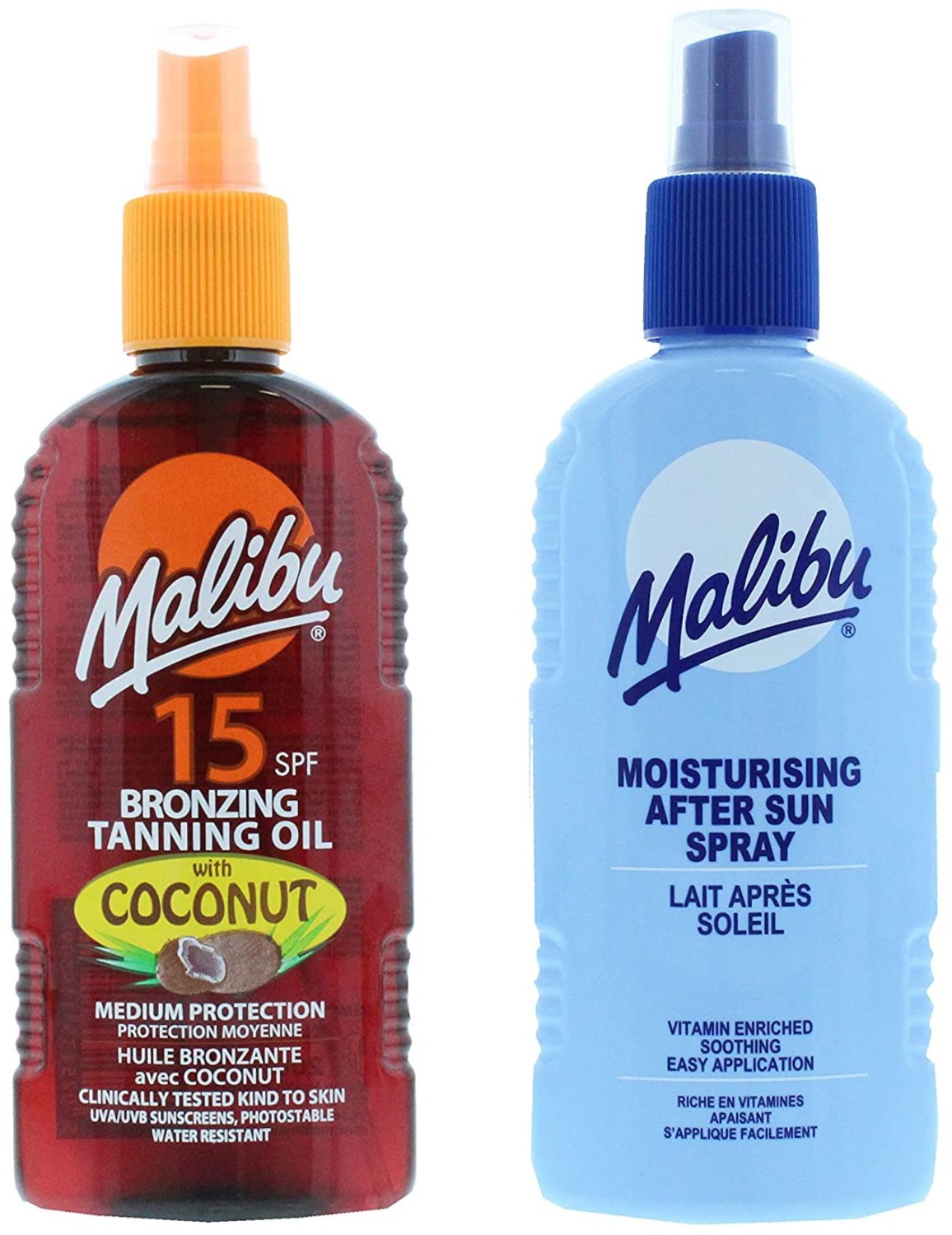 Malibu Olejek Brązujący Z Kokosem SPF15 200ml + Balsam W Sprayu Po Opalaniu 200ml