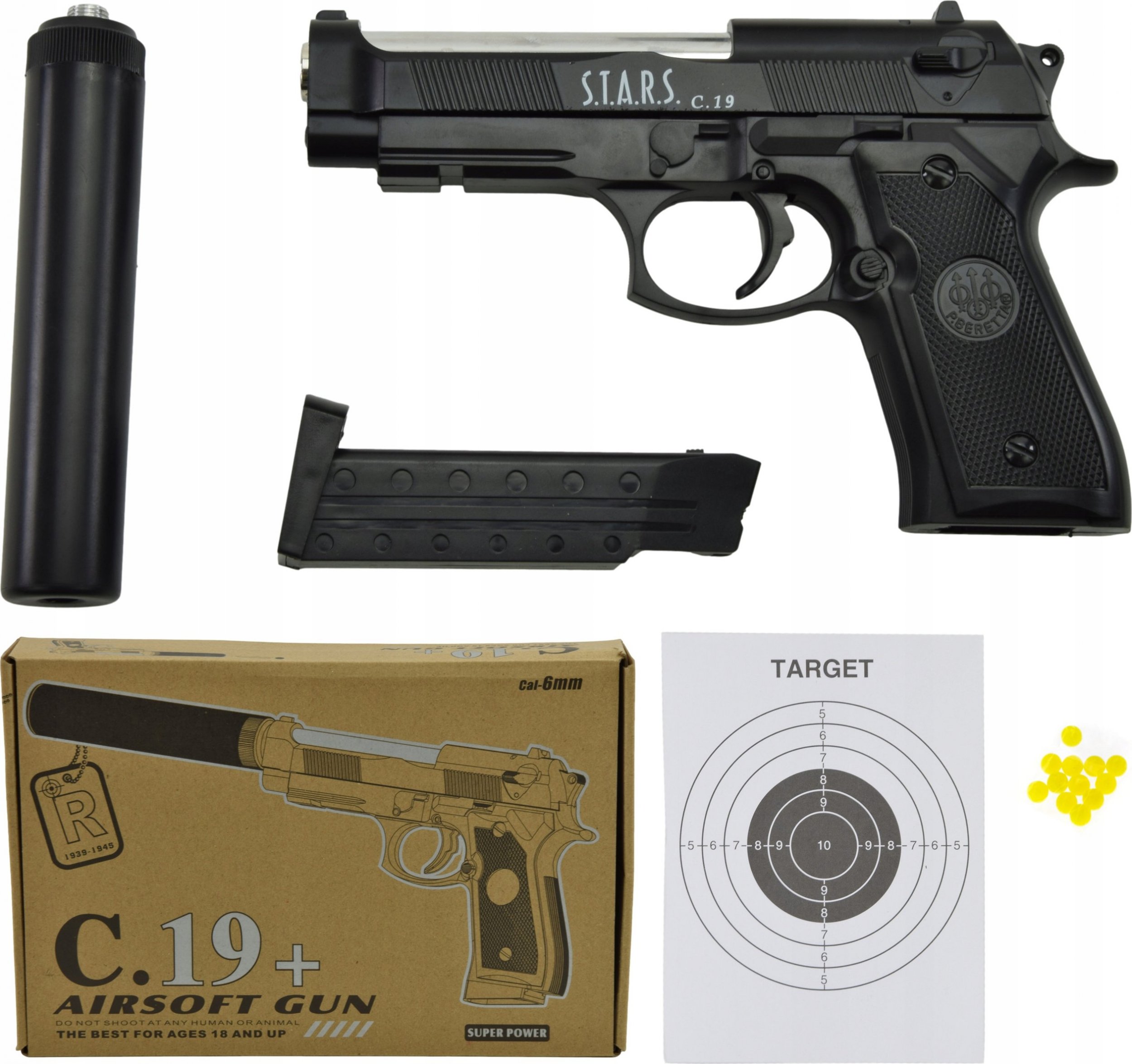 Skleplolki BROŃ PISTOLET ASG NA KULKI TŁUMIK REPLIKA KARABIN