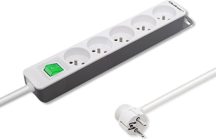 Listwa zasilająca Qoltec 5 gniazd 1.8 m biało-szara (50290)